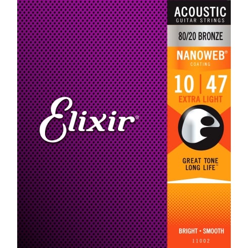 Elixir Acoustic 80/20 Bronze with NanoWeb Coating Strings